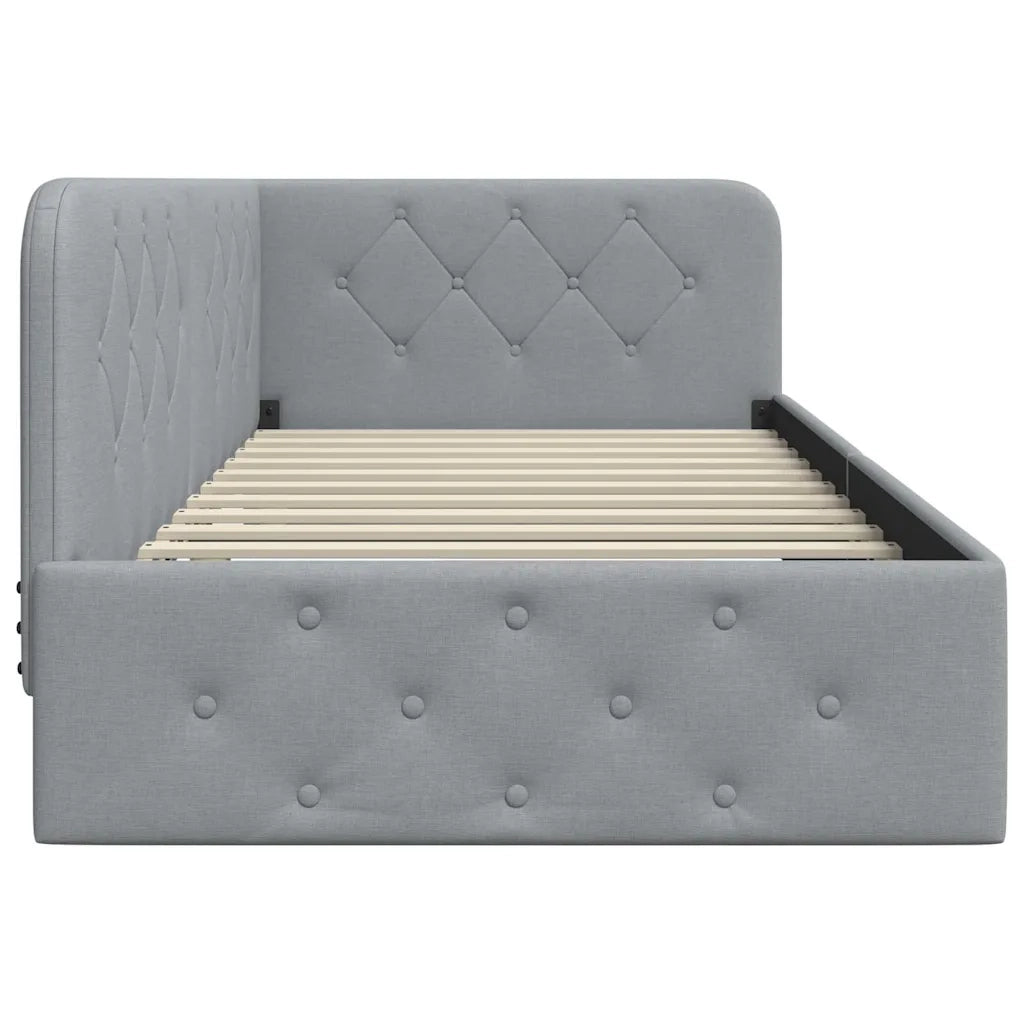 Cornice del letto ad angolo Grigio chiaro 100 x 200 cm Tessuto