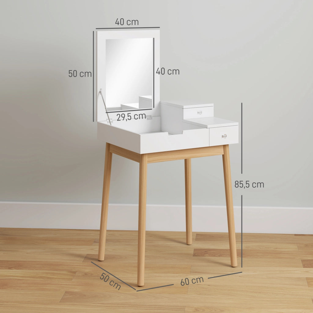 Scrivania da trucco con specchio ¨C Minimal ¨C 60x50x85,5 cm bianco