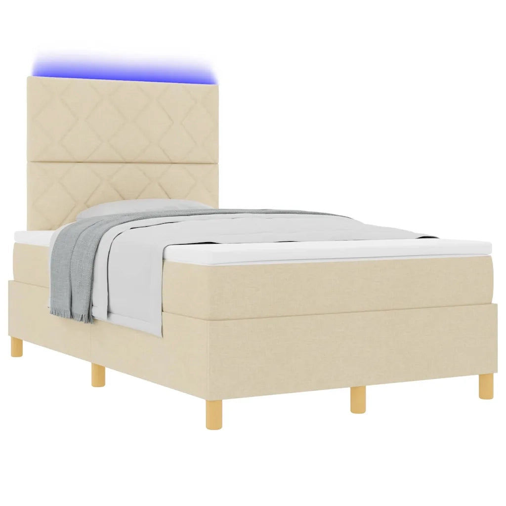 Letto a Sorgente LED con materasso Crema 120 x 190 cm Tessuto 3343164