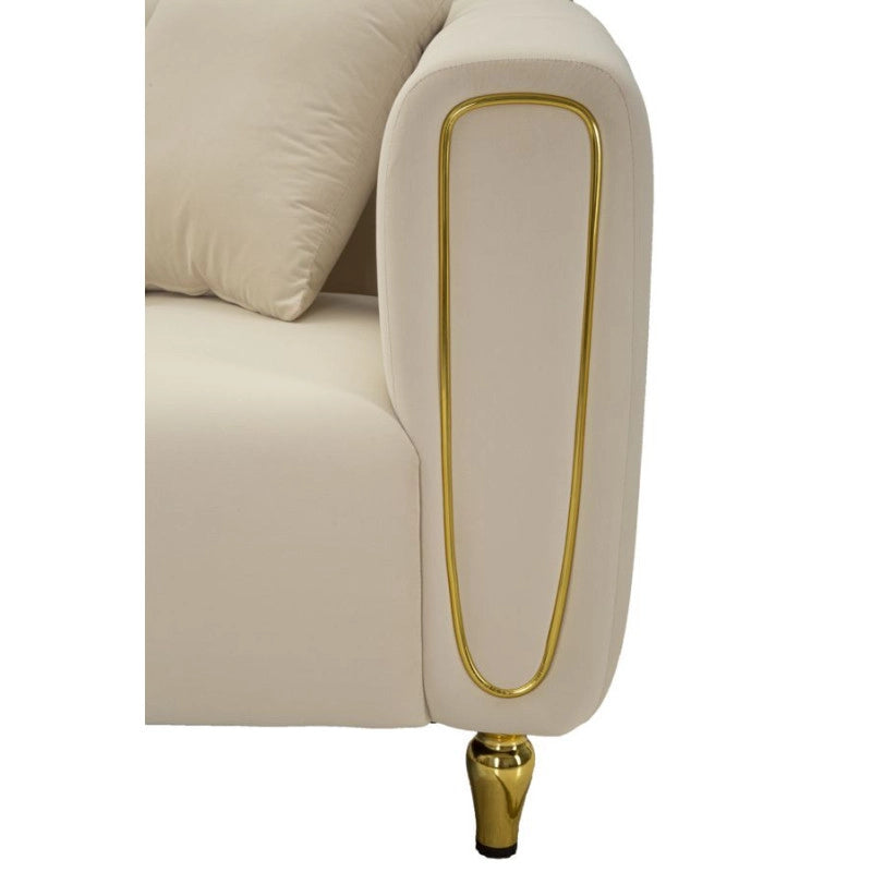 Divano Alma Crema Con Cuscini cm 155x81x71