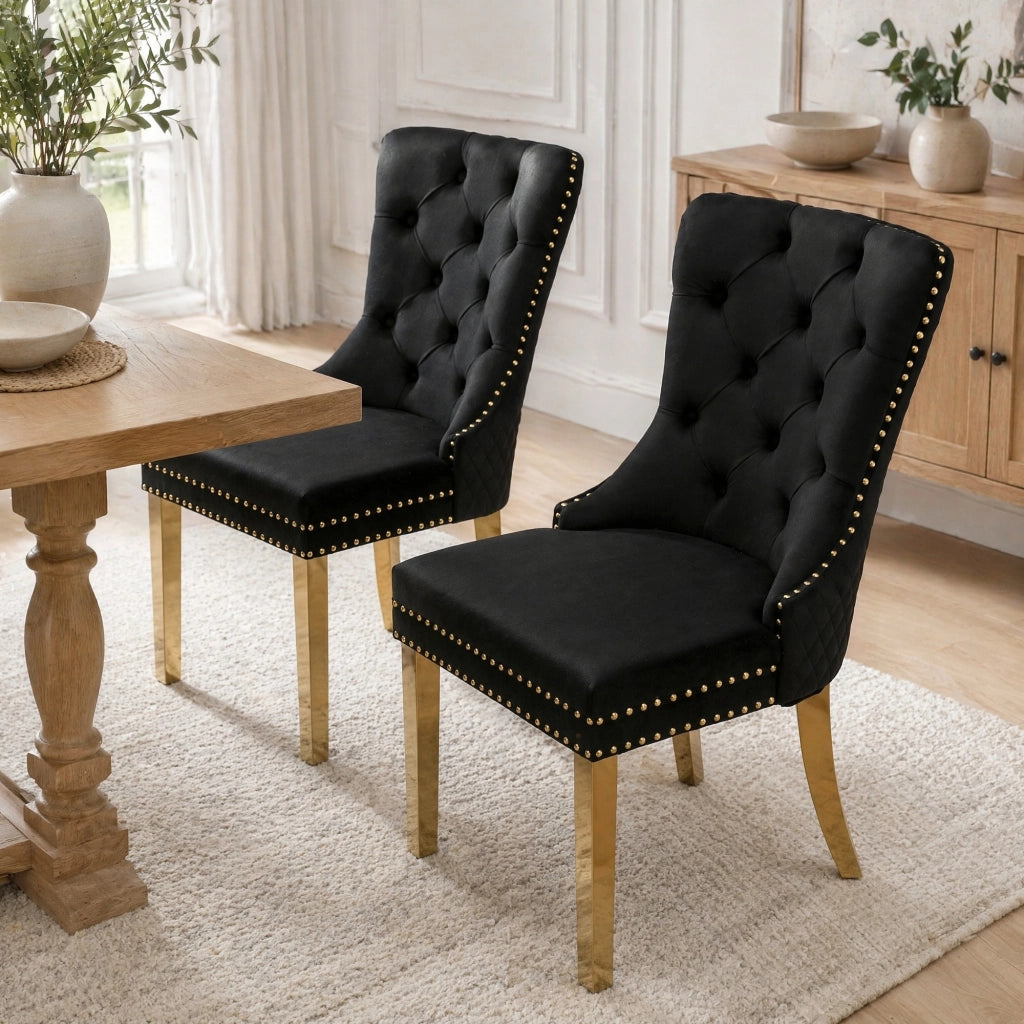 SEDIA DA PRANZO IMBOTTITA 50,5x45x95 cm Velluto Nero