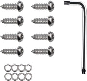 Kit di viti per targa di immatricolazione 8 pezzi - Antifurto - In acciaio inossidabile - Incluso anello di viti - Chiave a L - Dimensioni 2,2 x 1 cm - Viti di sicurezza
