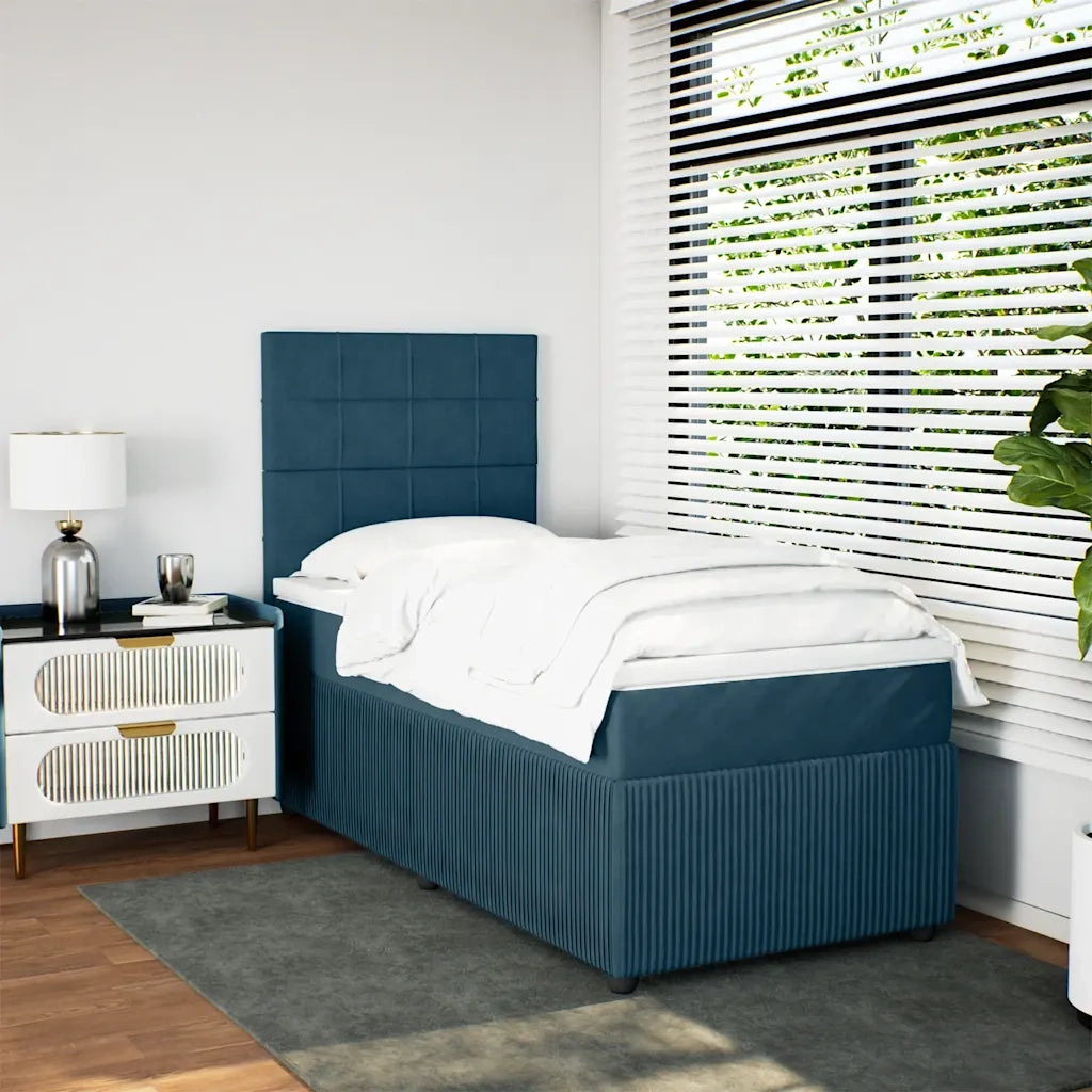 Giroletto a Molle con Materasso Blu 90x190 cm in Velluto