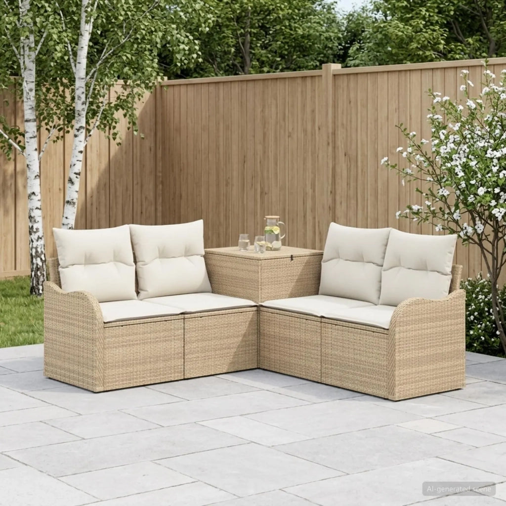 Set di divani 5 pz Beige e Bianco Crema 3447764