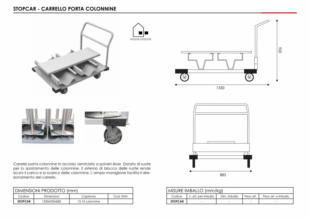 Carrello porta Colonnine Segnapecorso