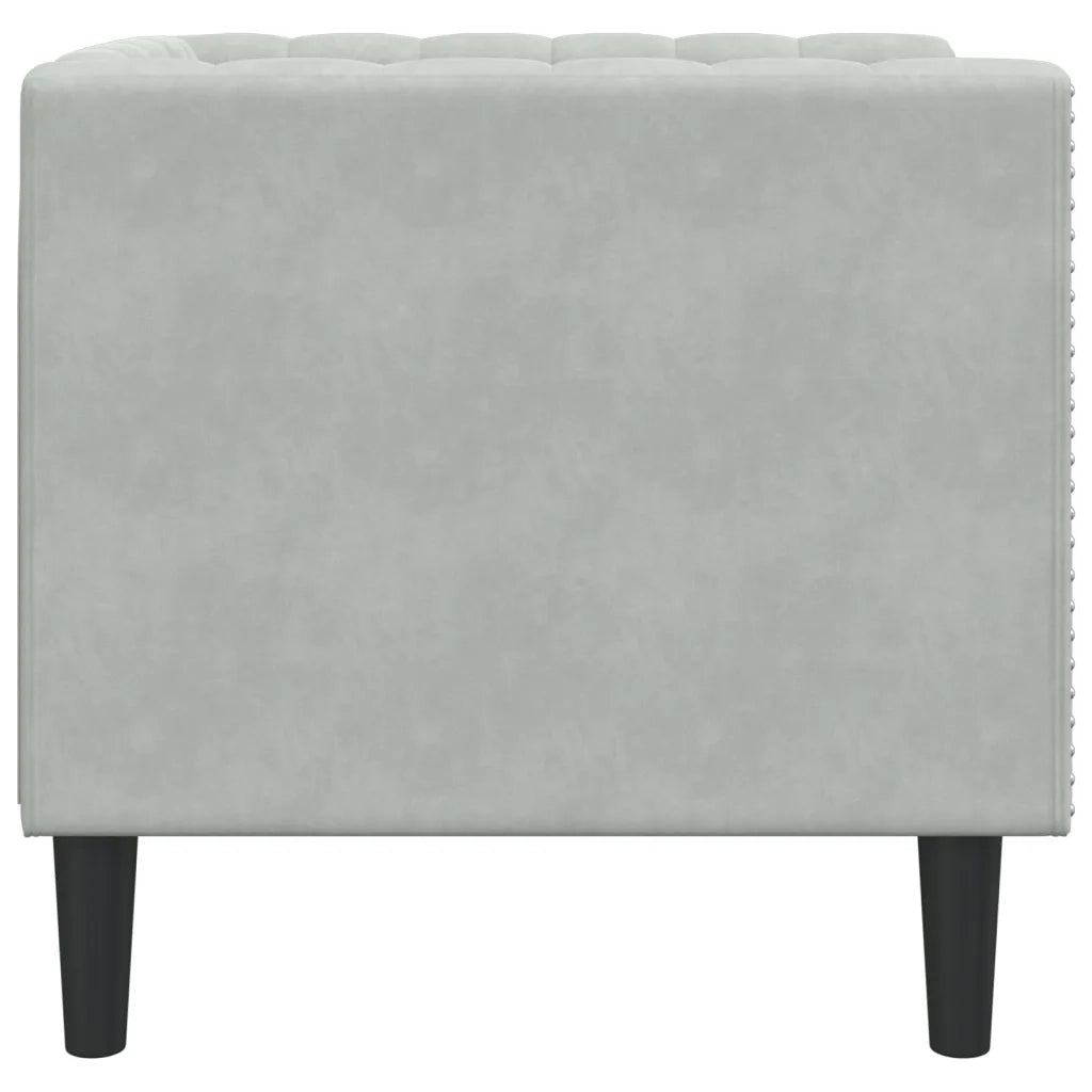 Poltrona | Sedia Relax Chesterfield Grigio Chiaro in Velluto