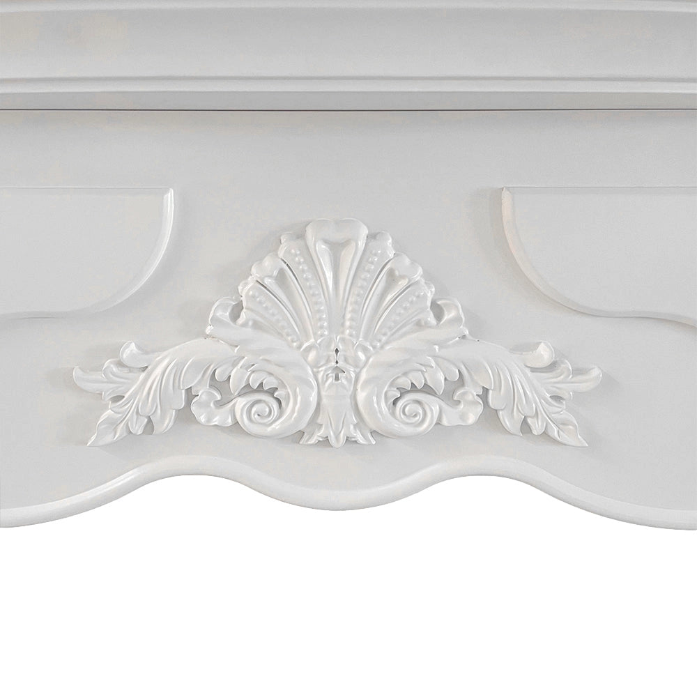 Cornice per Camino 123x39x100 cm Parigi Rivestimento in Legno Bianco