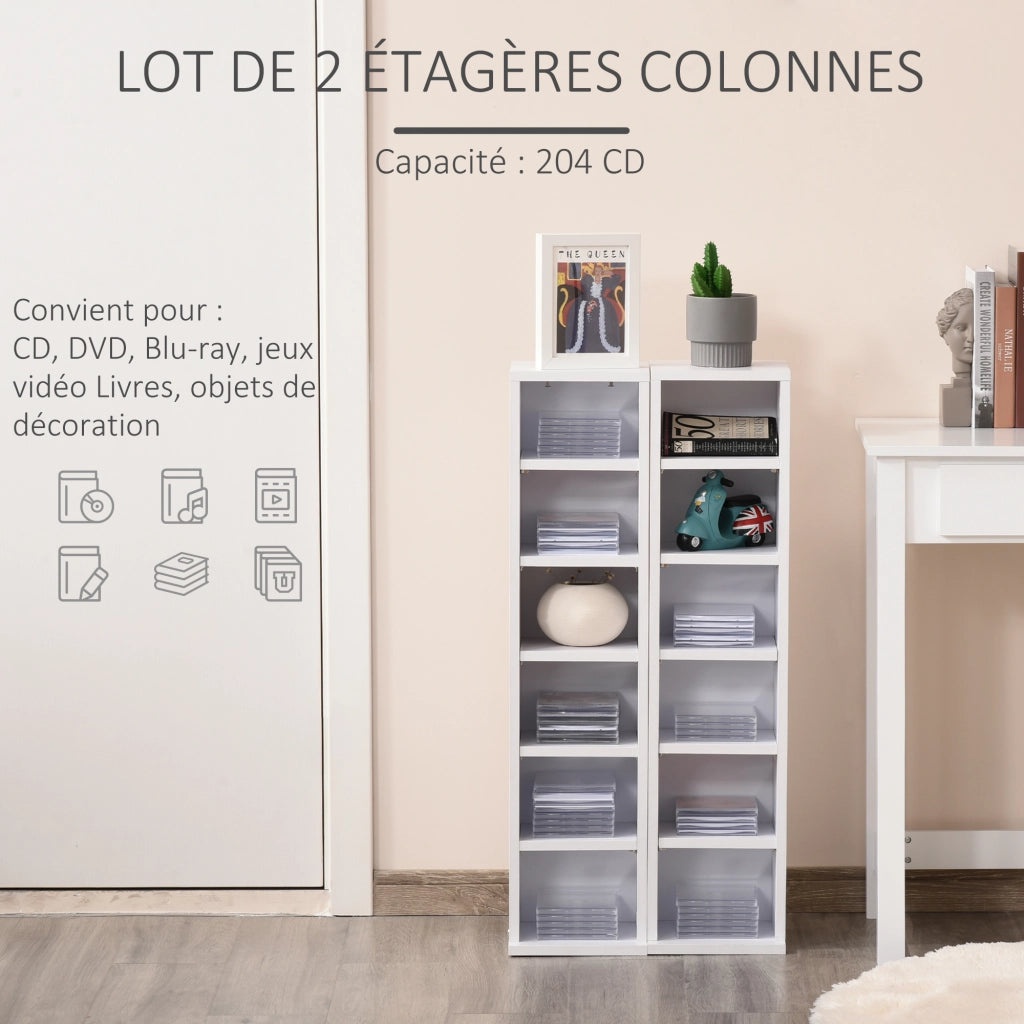 Armadio per CD e DVD ¨C Minimal ¨C 6+6 scomparti 21x22.5x88.5 cm bianco