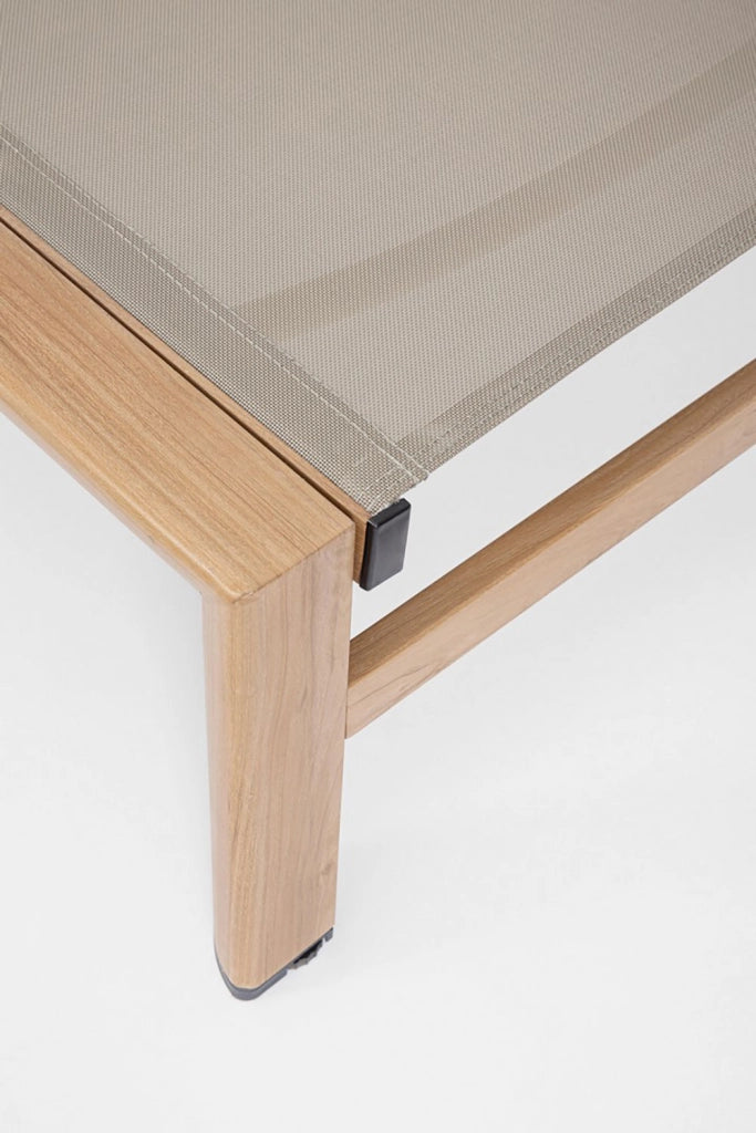 Lettino Prendisole da Esterno 74x200x98-32h cm Schienale a 4 Posizioni in Alluminio e Textilene Skipper Naturale