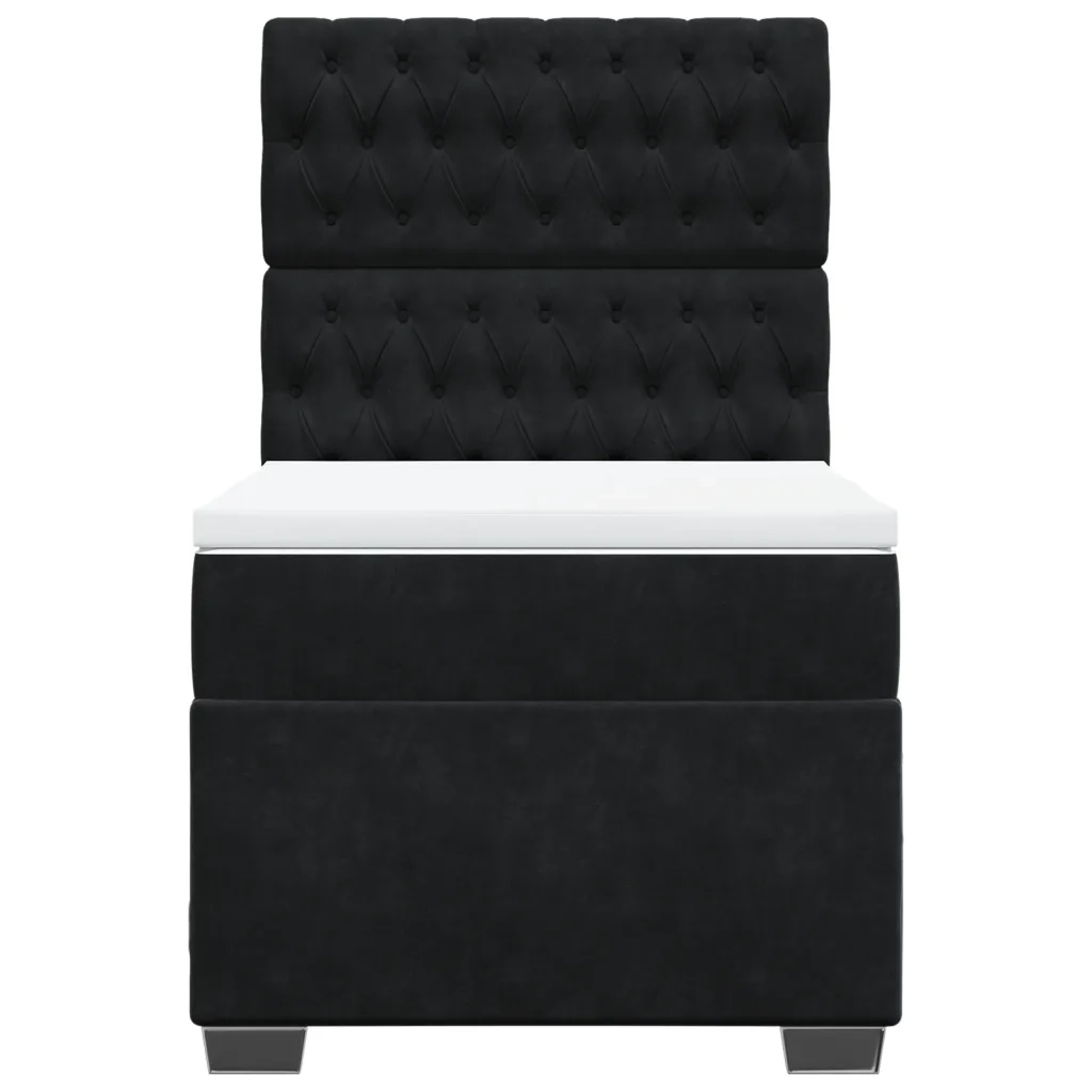 Giroletto a Molle con Materasso Nero 90x200 cm in Velluto