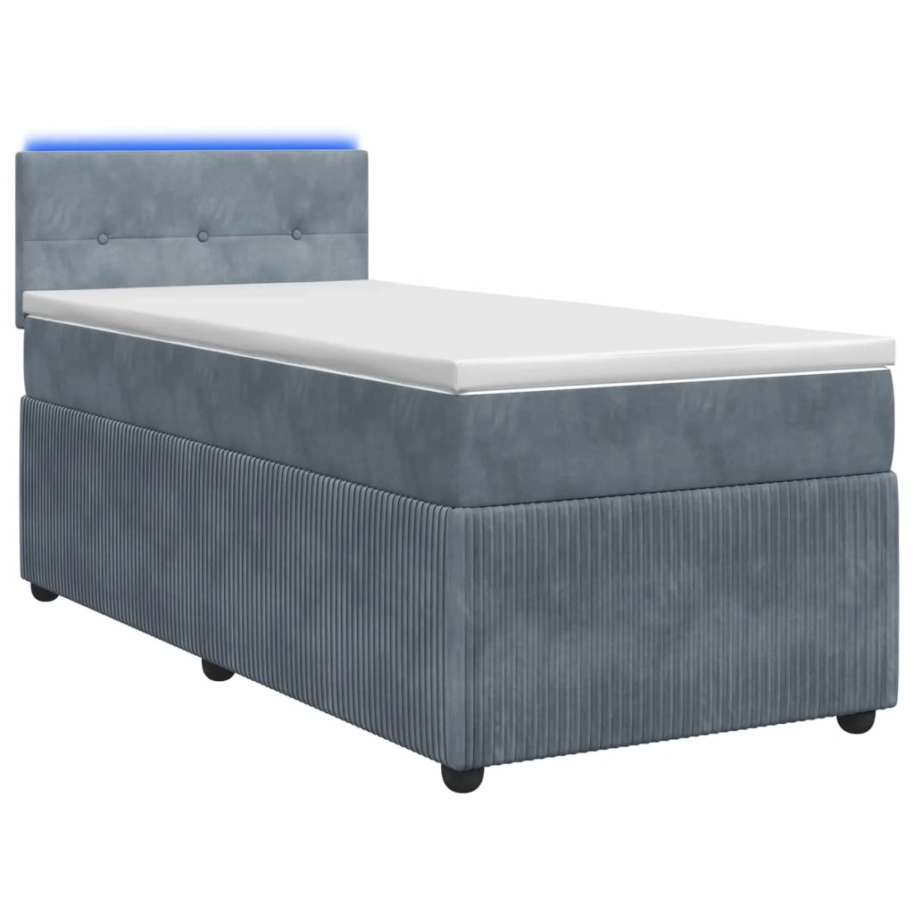 Letto con Box Spring, Materasso e LED Grigio Scuro 90 x 190 cm 3453248