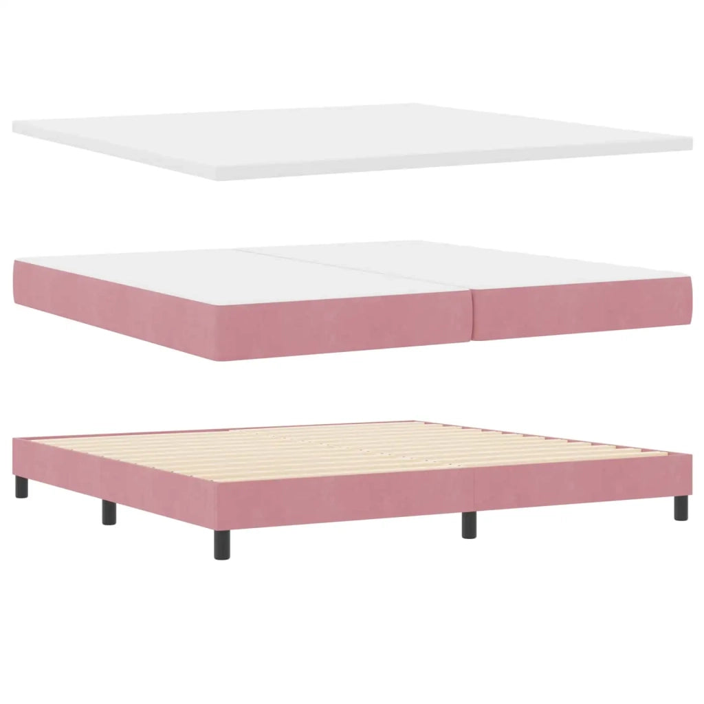 Letto a molle con testiera Rosa 200 x 200 cm Velluto 3341545