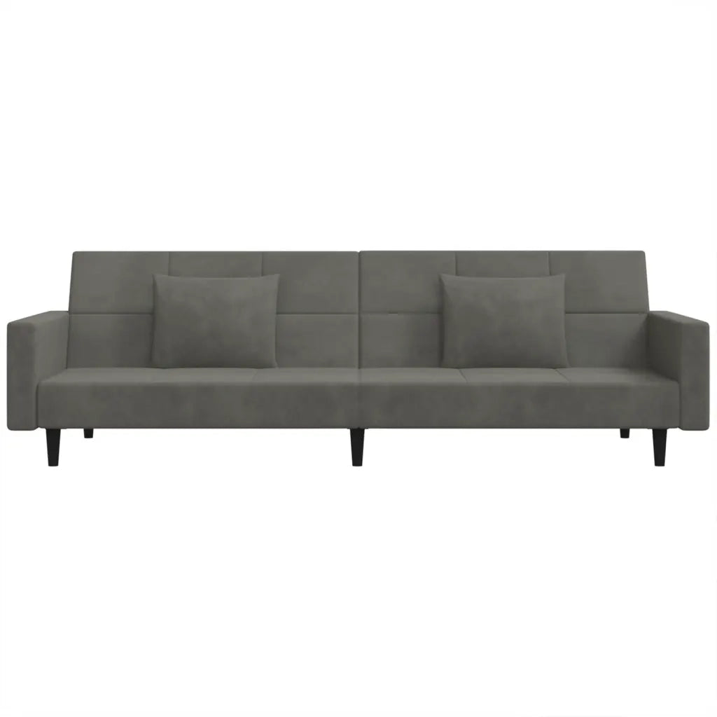 Divano letto | Sof¨¤ letto | Letto singolo a 2 Posti con 2 Cuscini Grigio Scuro in Velluto