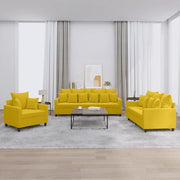 Set di Divani 3 pz con Cuscini giallo in Velluto