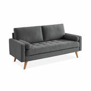 Divano in stile scandinavo in tessuto semplice, 3 posti, grigio scuro