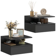 Set 2 Comodini Sospesi Cassetto Parete ¨C Xylo ¨C Nero 35x32x22,5 cm