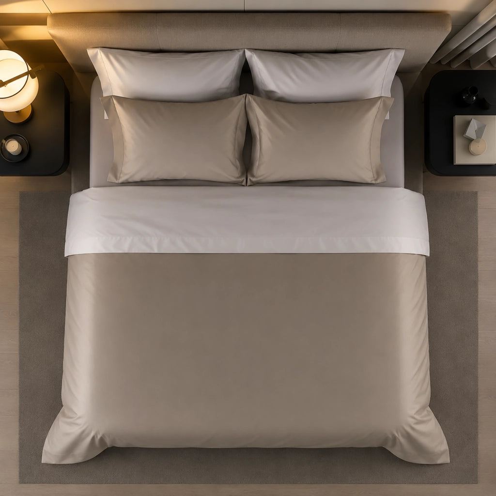 Rosirora, set Completo Letto Piazza e Mezza in Percalle, Marrone Chiaro
