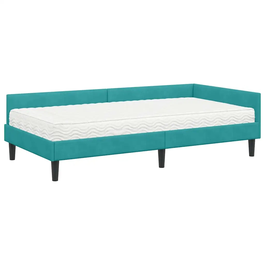 Struttura Letto Angolare con Materasso 2 pcs Turchese Velluto