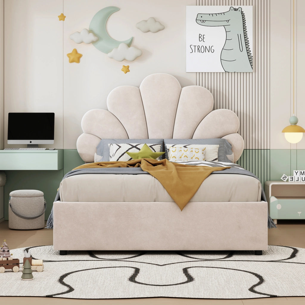 letto imbottito velluto beige 90 x 200 cm