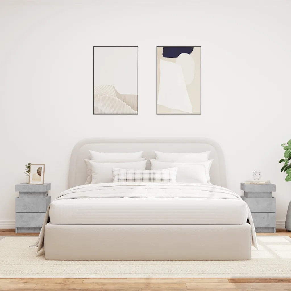 Comodini con Luci LED 2pz Grigio Cemento 35x39x55 cm 836756