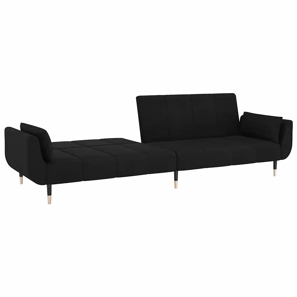 Divano letto | Sof¨¤ letto | Letto singolo a 2 Posti con 2 Cuscini Nero in Velluto