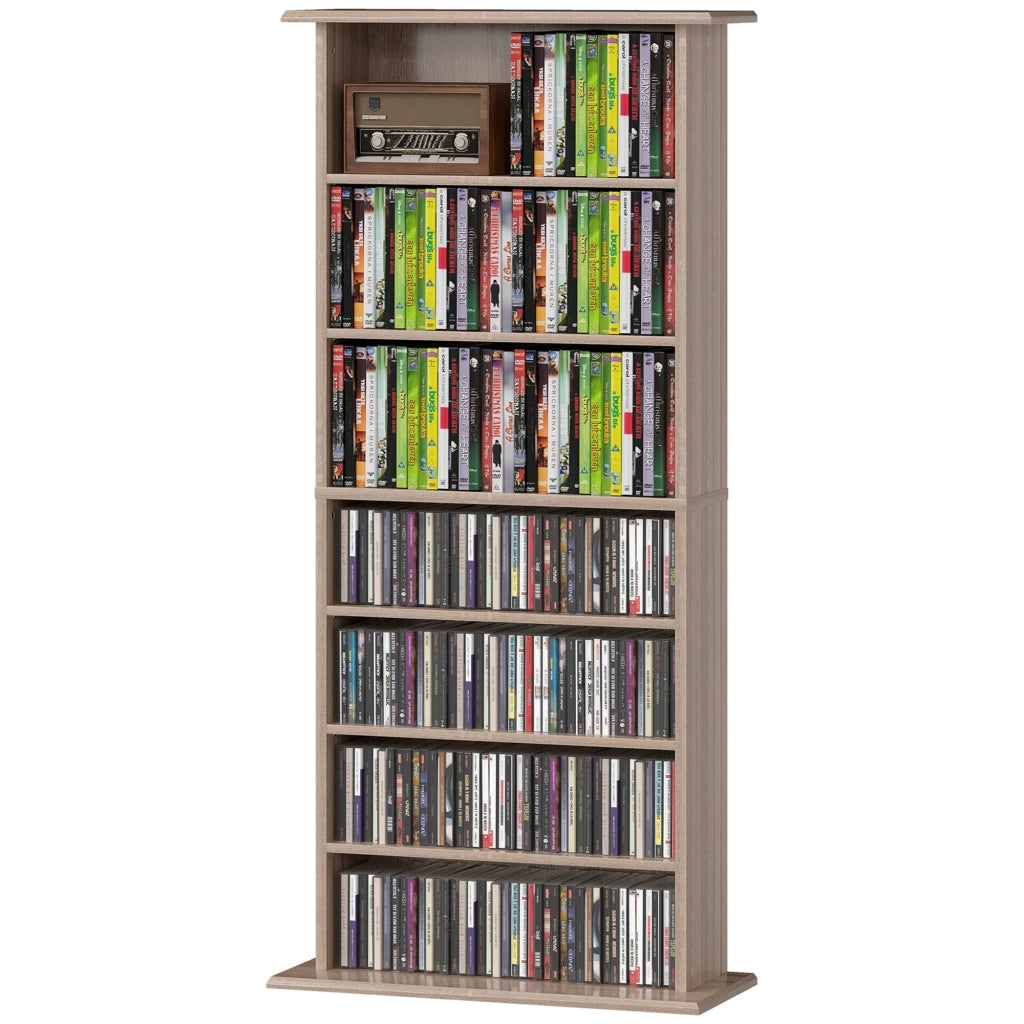 Libreria per CD DVD ¨C Xylo ¨C 8 scomparti 6 ripiani regolabili legno naturale 360 CD 185 DVD