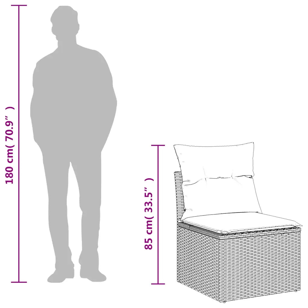 Set Divani da Giardino 7pz con Cuscini Grigio Chiaro Polyrattan 3222811