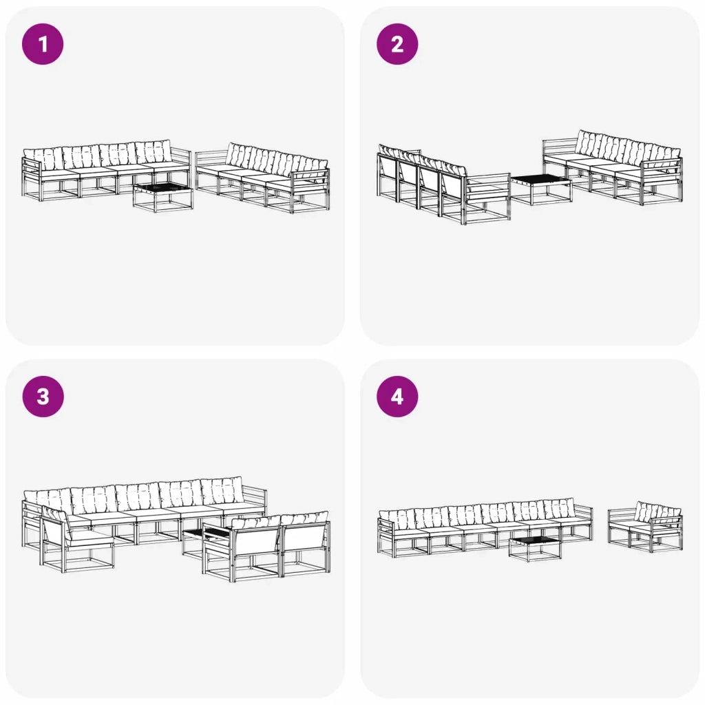 Set di divani da esterno 9 pz Bianco e Nero 3388530