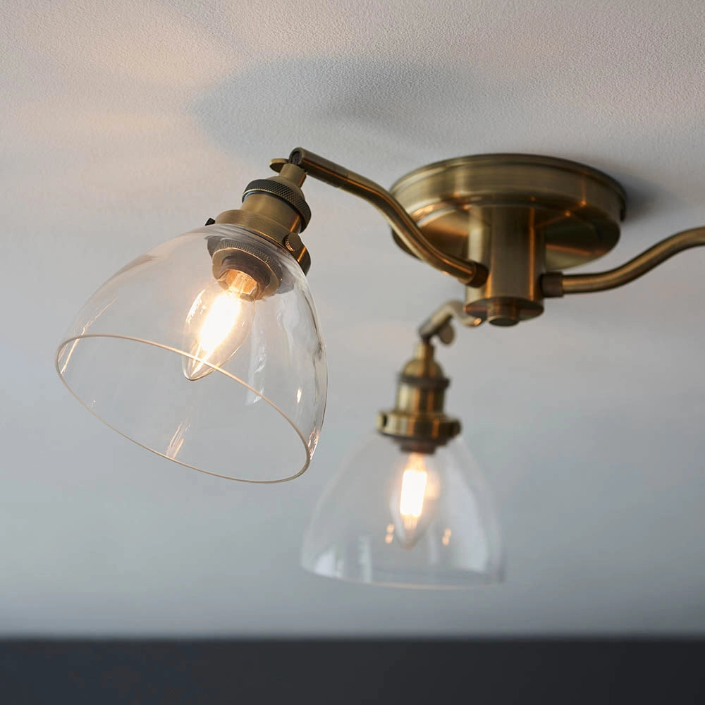 Plafoniera vintage HANSEN ottone anticato 3xE14 Endon
