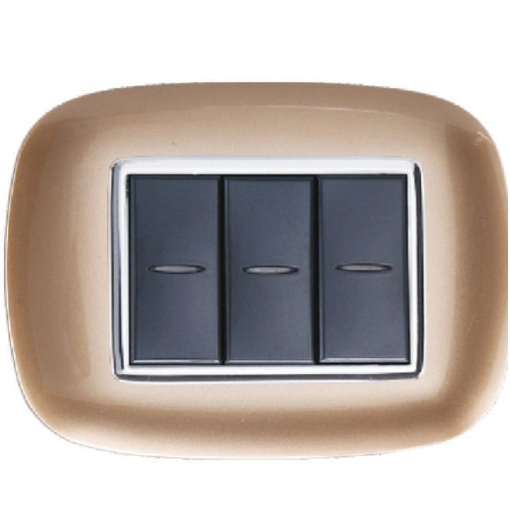 Trade Shop - Placca Oval 3 4 6 Moduli Colore Oro Compatibile Con Bticino Axolute -