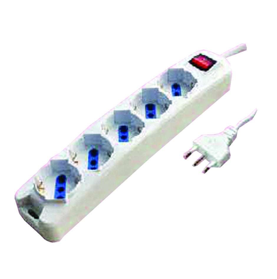 MULTIPRESA 5 POSTI CON SCHUKO E CON INTERRUTTORE - 1 blister SYNTESY