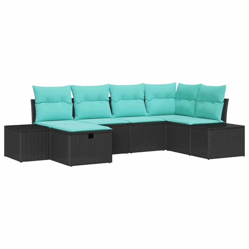 Set Divano da Giardino 6 pz Nero polyrattan 3359385