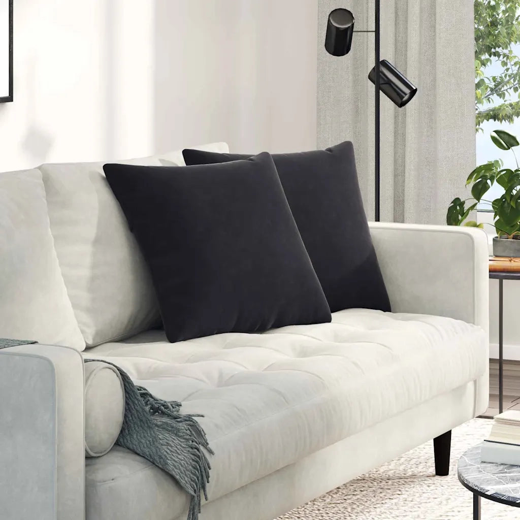Cuscini da Divano 2 pz-Set di 2 Cuscini per Sofa Nero 50 x 50 cm Tessuto in Cords