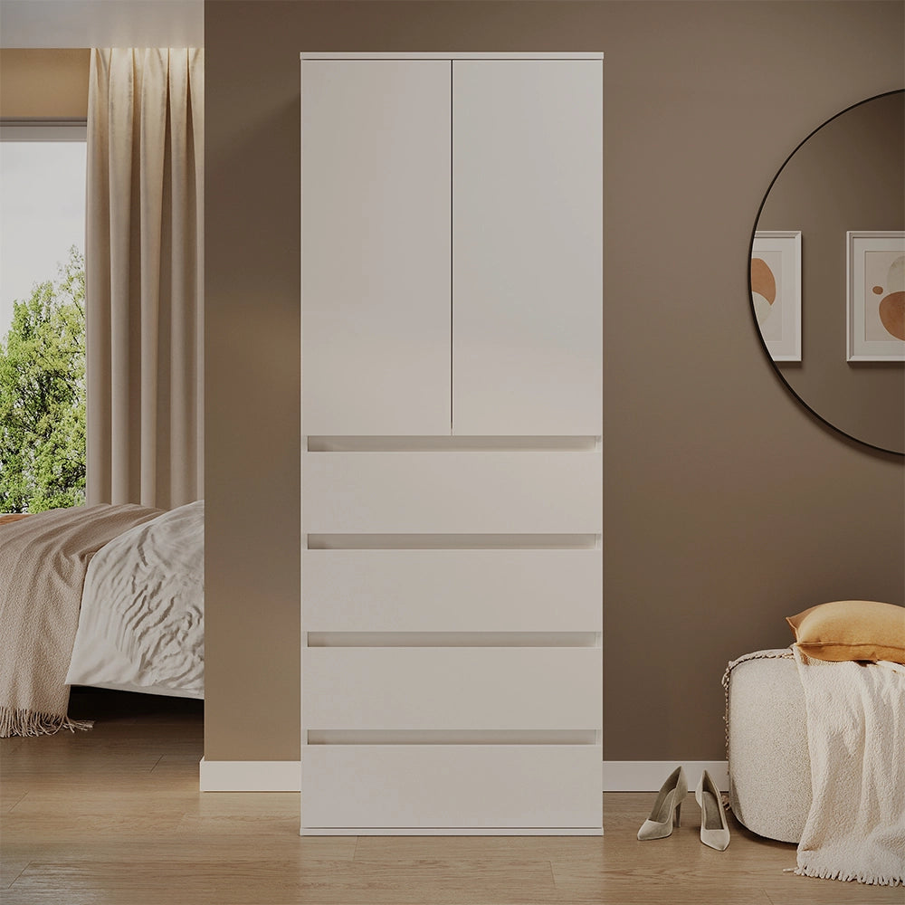 Vicco Armadio Bianco 74 x 191.5 cm con 4 cassetti