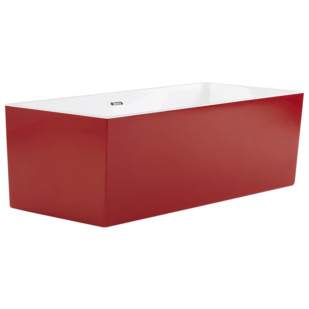 Vasca da Bagno Freestanding Acrilico Rosso Sistema Anti Straripamento