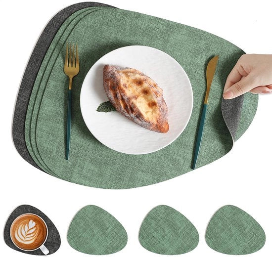 Piattino e sottopiatto antiscivolo, piattino antiscivolo a doppia faccia, piattino e sottopiatto lavabile e impermeabile, 42*34cm, Bluverde