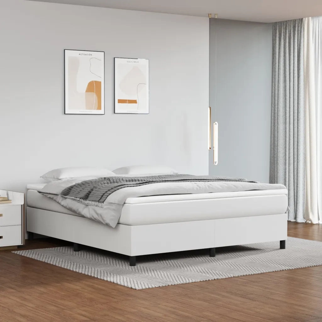 Struttura Letto a Rete a Molle Bianco 160x200 cm in Similpelle