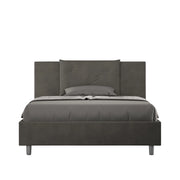 BS COM Letto queen size contenitore imbottito 150x200 microfibra grigio