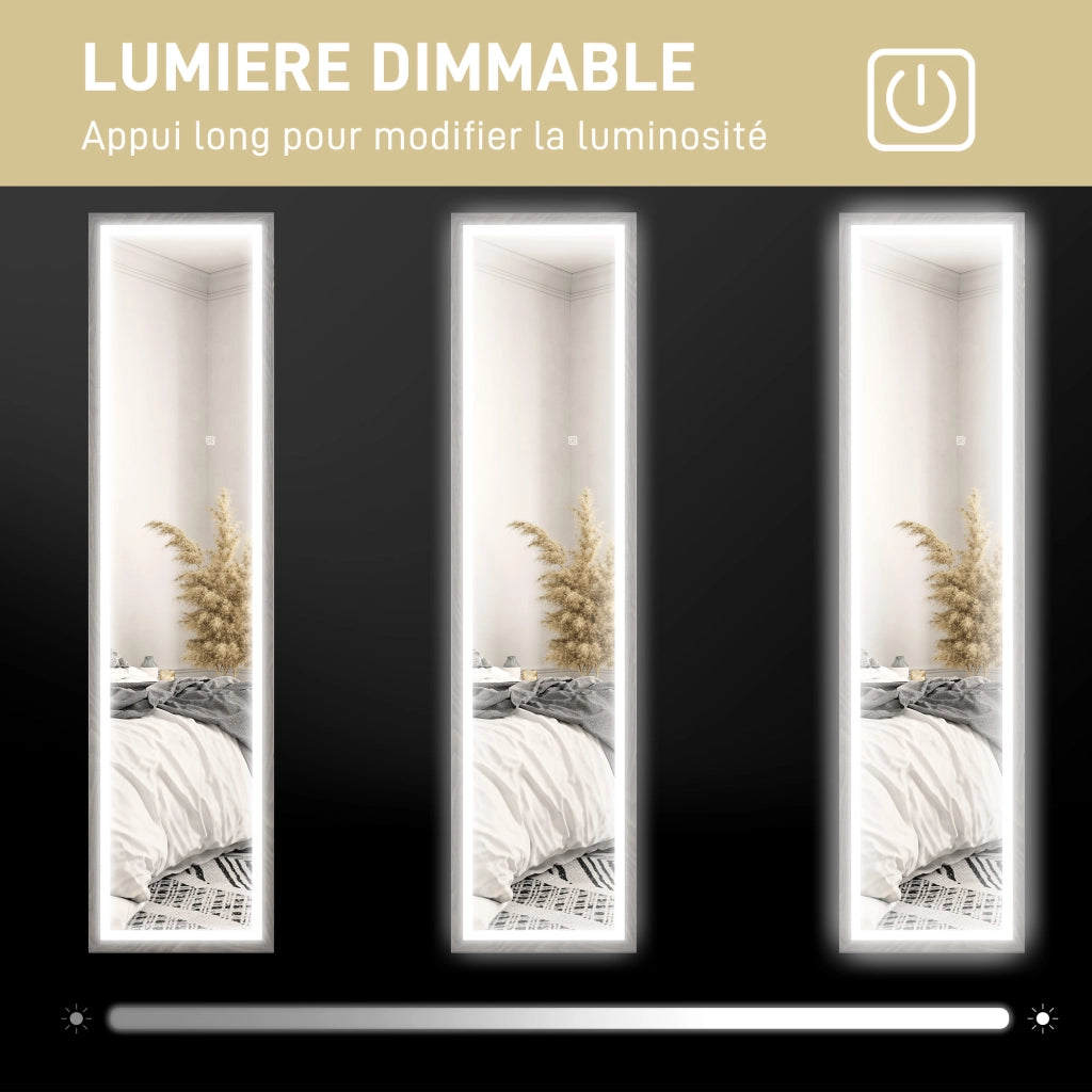 Specchio da Parete Illuminato LED ¨C zephmum ¨C Grigio 40x160 cm