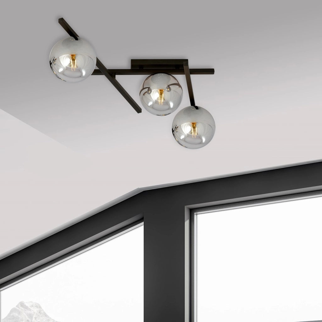 Plafoniera Emibig Smart 3 luci E14 nero/grafite dimmerabile