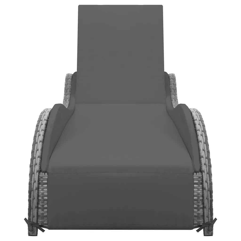 Lettino Prendisole con Cuscino in Polyrattan Antracite 49494