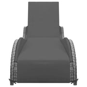 Lettino Prendisole con Cuscino in Polyrattan Antracite 49494