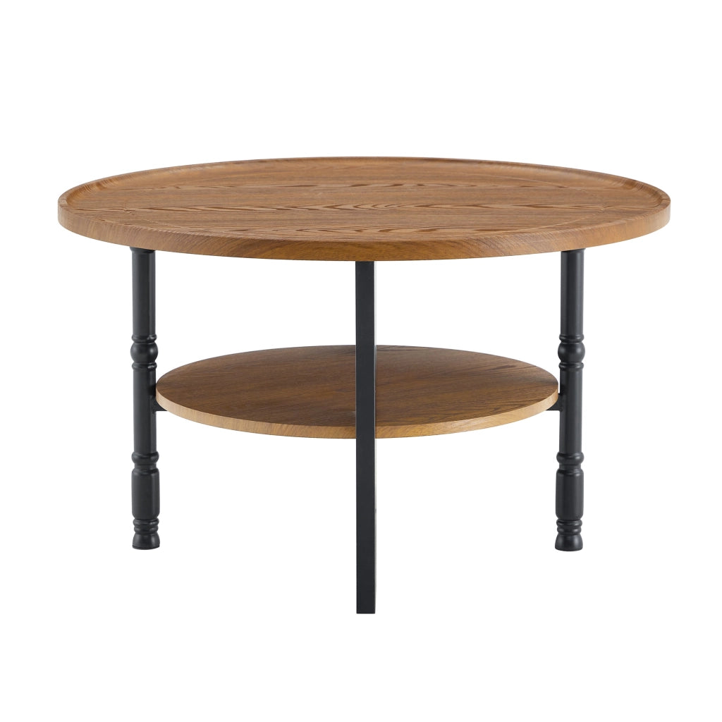 TAVOLINO DA CAFFÈ Rotondo Set da 2 pezzi Ø80 cm MDF Noce/Nero