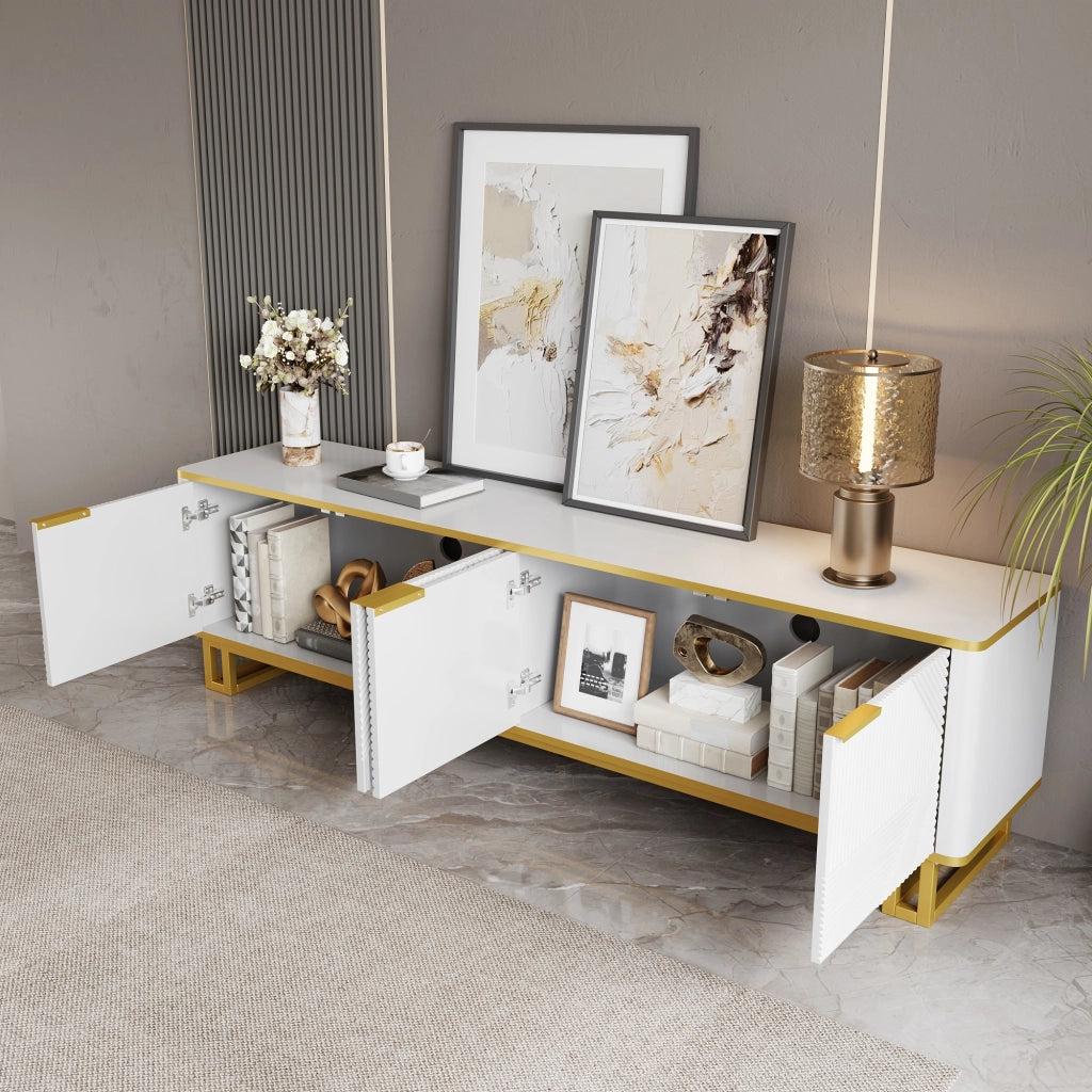 Cassettiera TV bianca in MDF lunghezza 160 cm