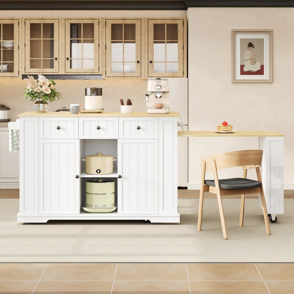 Carrello da cucina con 2 ante e 2 cassetti; ripiani regolabili; prese e USB; per cucina e sala da pranzo