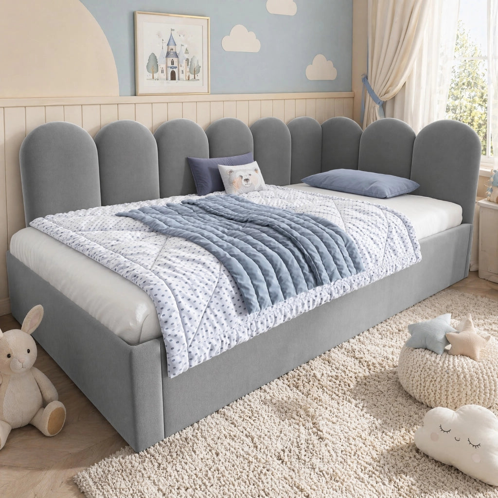 LETTO Divano letto con letto estraibile 90x200 cm Velluto Grigio