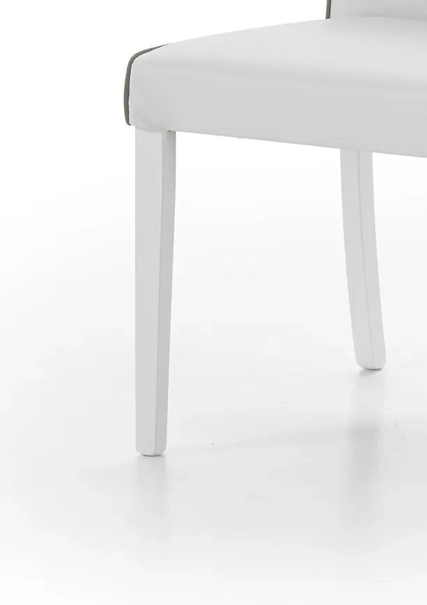 set 2 sedie imbottita bianca ecopelle filo tortora (6040) - Mobili 2G