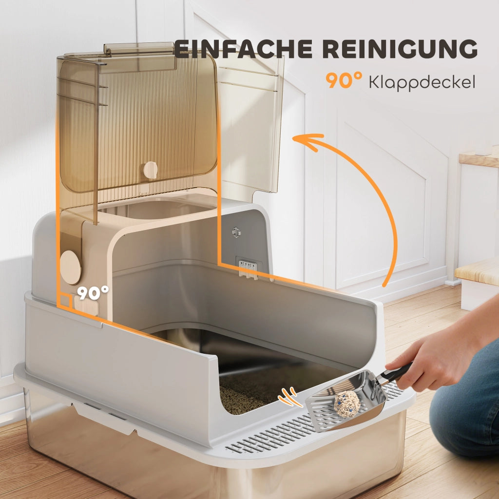 Casetta per gatti con coperchio ¨C zephmum ¨C  in acciaio inox