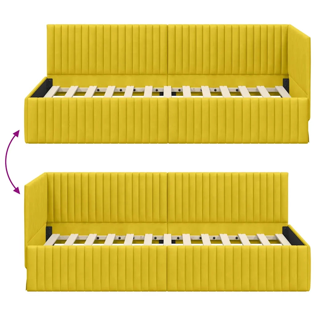 Cornice del letto ad angolo Giallo 90 cm x 190 cm Velluto 42016262