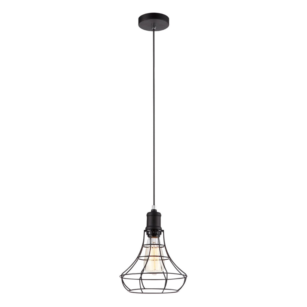 Lampada a sospensione Italux Synthia nera industriale Ø21 E27